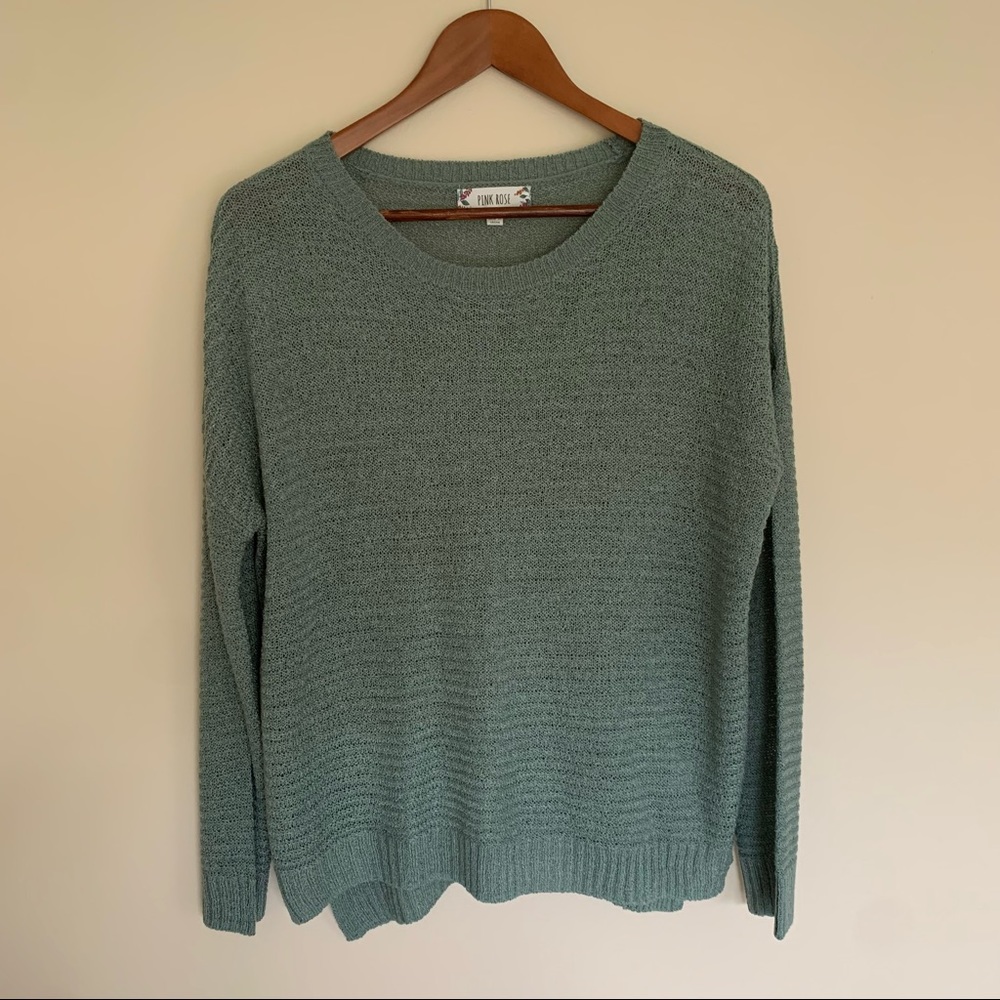 Pink Rose knit sweater green large